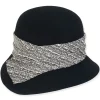 Women's Wool Felt Cloche Woven Fabric Trim | AD1510 A