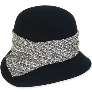 Women's Wool Felt Cloche Woven Fabric Trim | AD1510 A