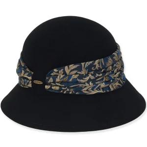 Women's Wool Felt Cloche Floral Fabric Trim | AD1417 B