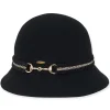 Women's Wool Felt Cloche Buckle Ribbon Trim | AD1425