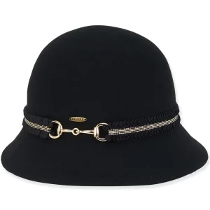 Women's Wool Felt Cloche Buckle Ribbon Trim | AD1425