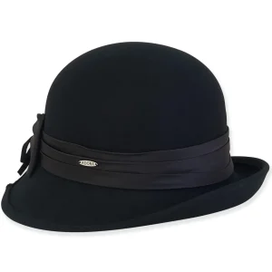 Women's Wool Felt Cloche Satin Self Bow Trim | AD1521