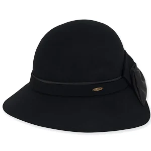 Women's Wool Felt Cloche Self Color Satin Bow Trim | AD1430