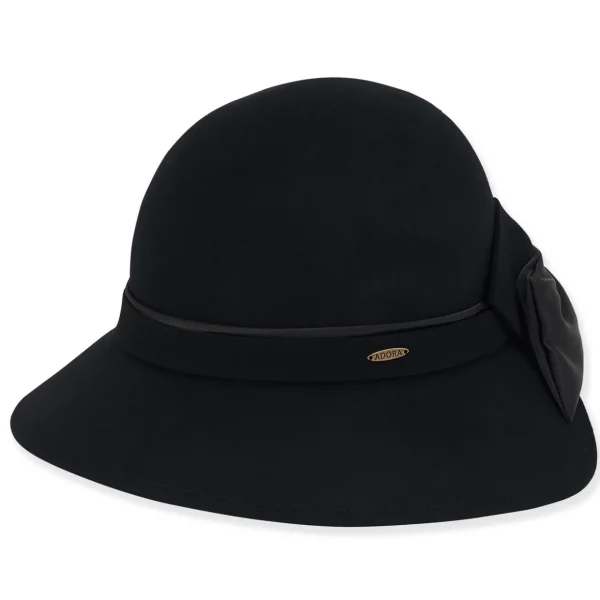 Women's Wool Felt Cloche Self Color Satin Bow Trim | AD1430