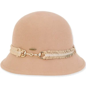 Women's Wool Felt Cloche Buckle Ribbon Trim | AD1425