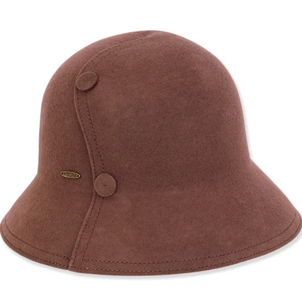 Women's Wool Felt Cloche Self Color Button Trim | AD1411