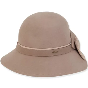 Women's Wool Felt Cloche Self Color Satin Bow Trim | AD1430