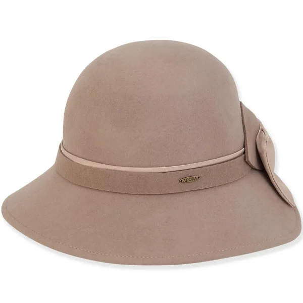 Women's Wool Felt Cloche Self Color Satin Bow Trim | AD1430