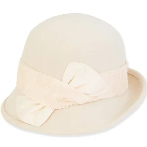 Women's Wool Felt Cloche Satin Lace Trim | AD1419
