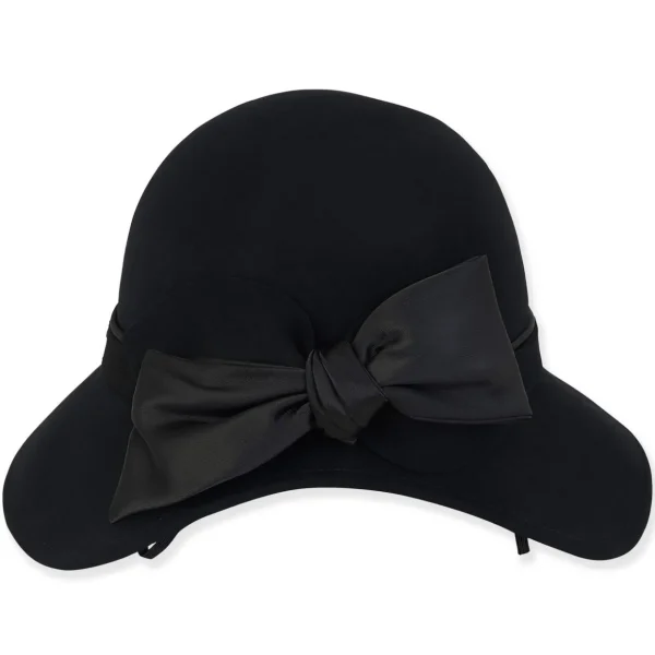 Women's Wool Felt Cloche Self Color Satin Bow Trim | AD1430