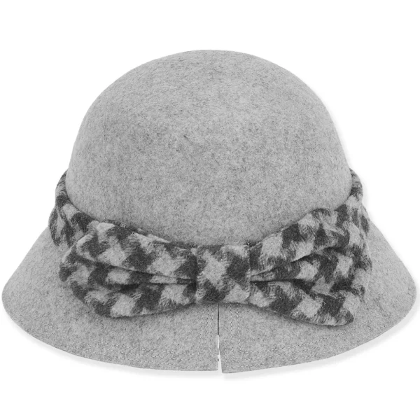 Women's Wool Felt Cloche Hounds Tooth Trim | AD1410
