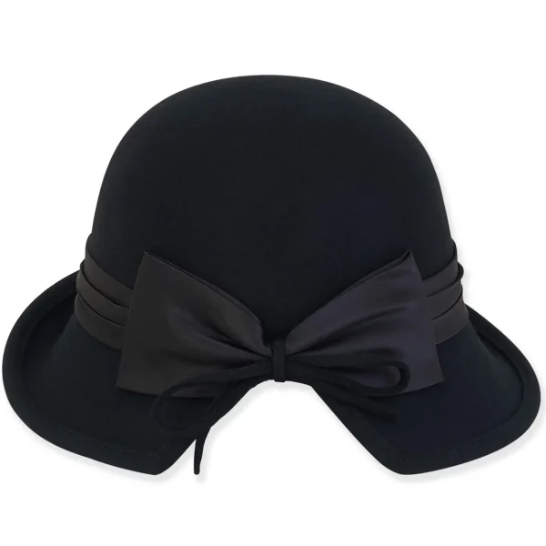 Women's Wool Felt Cloche Satin Self Bow Trim | AD1521