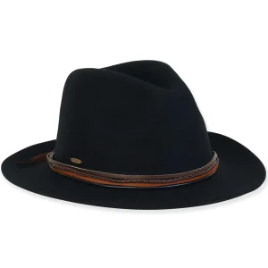 Women's Wool Felt Fedora Faux Leather Trim | AD1528