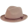 Women's Wool Felt Fedora Faux Leather Trim | AD1403