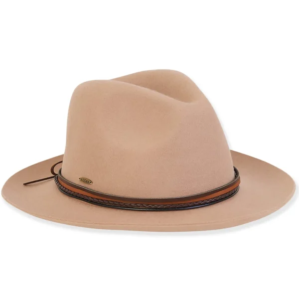 Women's Wool Felt Fedora Faux Leather Trim | AD1528