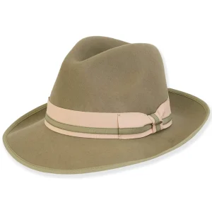 Women's Wool Felt Fedora Two Tone Ribbon Trim | AD1522