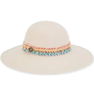 Women's Wool Felt Floppy Multi Colored Cotton Trim | AD1506 B