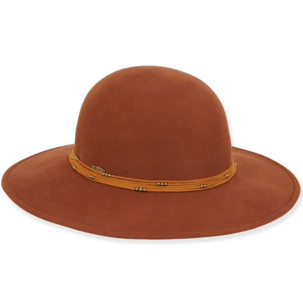 Women's Wool Felt Floppy Faux Suede Metal Bead Trim | AD1381
