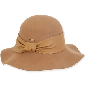 Women's Wool Felt Floppy Faux Leather Trim | AD1536