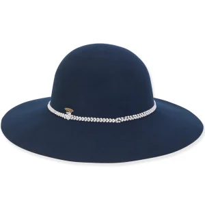 Women's Wool Felt Floppy Faux Pearl Trim | AD1533