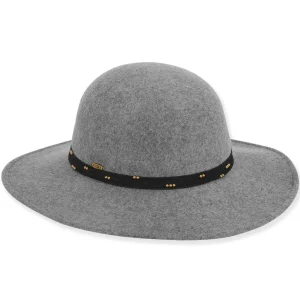 Women's Wool Felt Floppy Faux Suede Metal Bead Trim | AD1381