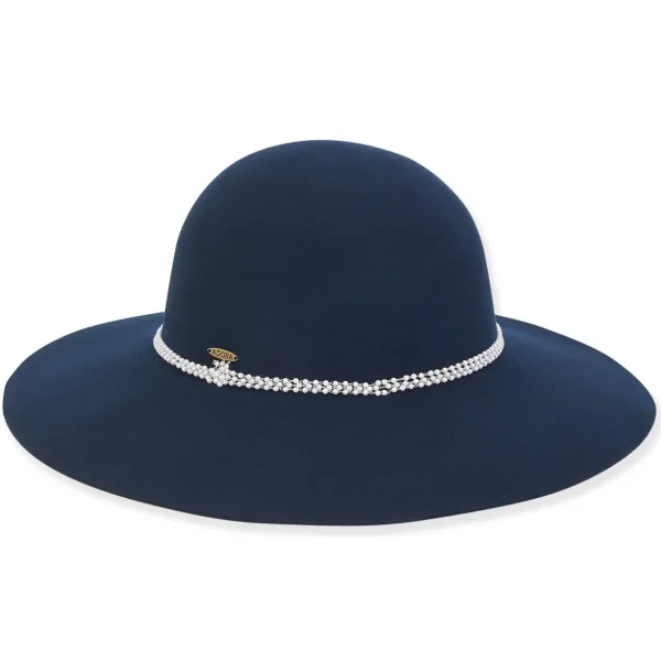 Women's Wool Felt Floppy Faux Pearl Trim | AD1533