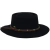 Women's Wool Felt Gambler Faux Leather Trim | AD1389