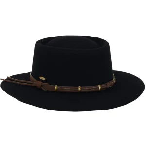 Women's Wool Felt Gambler Faux Leather Trim | AD1389