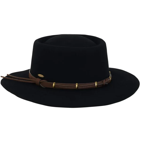 Women's Wool Felt Gambler Faux Leather Trim | AD1389