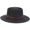 Women's Wool Felt Gambler Engraved Faux Leather Trim | AD1392 B