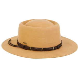 Women's Wool Felt Gambler Faux Leather Trim | AD1389