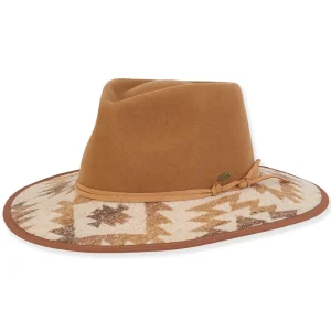 Women's Wool Felt Safari Faux Suede Trim | AD1396