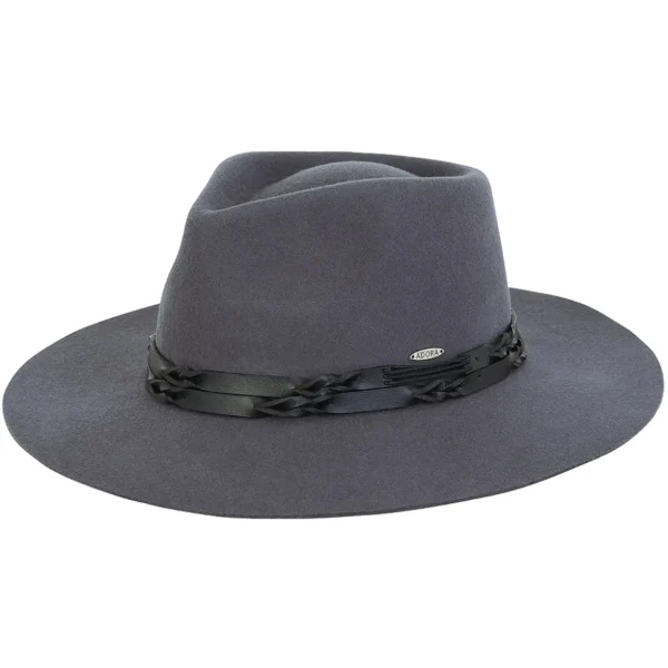 Women's Wool Felt Safari Faux Leather Trim | AD1386