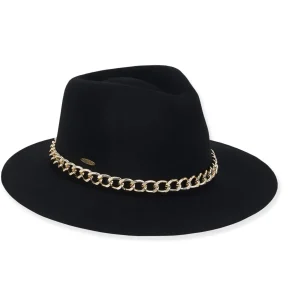 Women's Wool Felt Safari Gold Chain Trim | AD1395