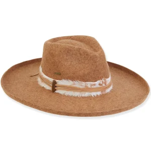 Women's Wool Felt Safari Faux Suede Frayed Cotton Trim | AD1398