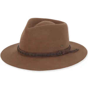 Women's Wool Felt Safari Faux Leather Trim | AD1388