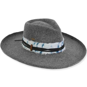 Women's Wool Felt Safari Faux Suede Frayed Cotton Trim | AD1398
