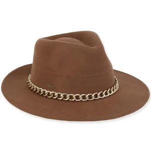 Women's Wool Felt Safari Gold Chain Trim | AD1395