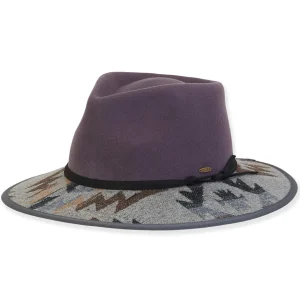 Women's Wool Felt Safari Faux Suede Trim | AD1396