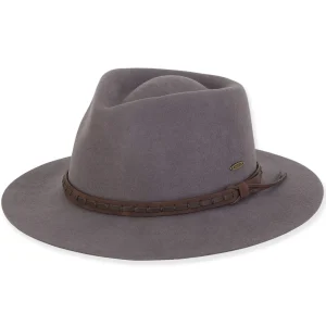 Women's Wool Felt Safari Faux Leather Trim | AD1388
