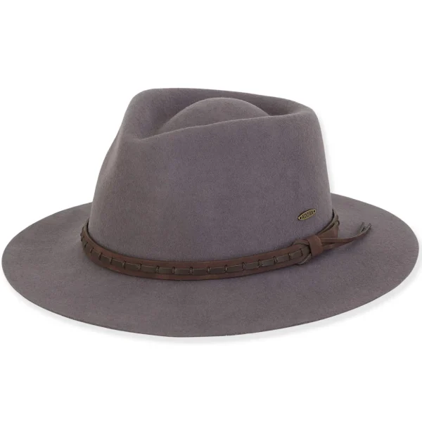Women's Wool Felt Safari Faux Leather Trim | AD1388